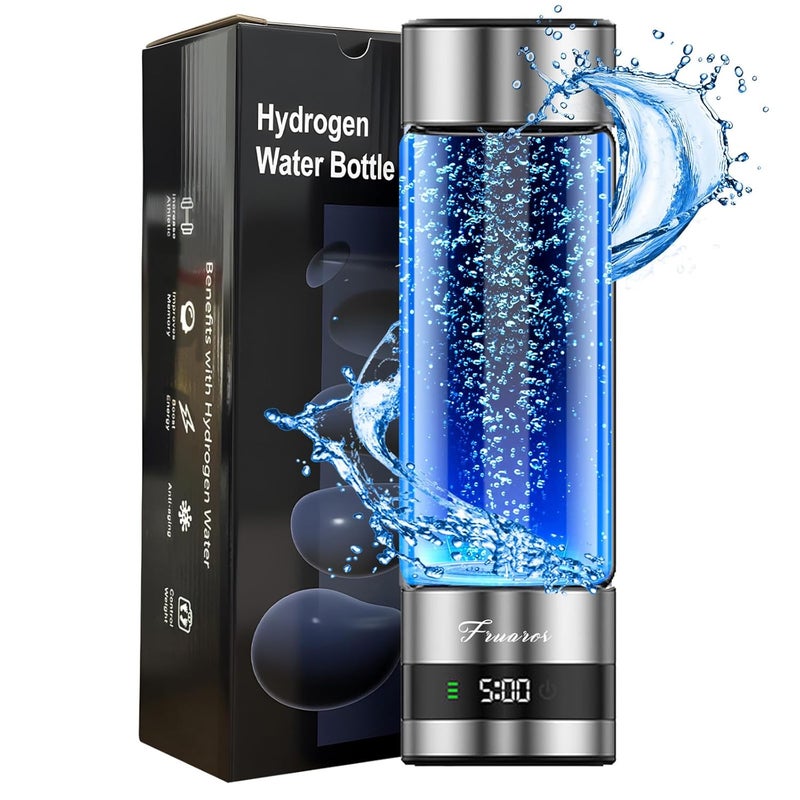 Fruaros Hydrogen Water Bottle Generator – Portable Hydrogen Water Machine, Up to 6000 PPB | SPE/PEM Certified H₂ Tech | Hydrogen-Rich Water for Energy & Hydration | Healthy Gift for Family & Friends (Silver) - Image 1